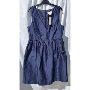 Jcrew Sleeveless Navy Silk Taffeta Dress